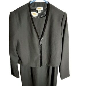Talbots vintage 2 piece, Black Dress with Beaded Trim